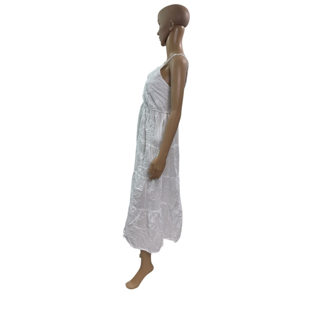 Japna Lounge  Women’s Size Medium Sleeveless White Embroidered Floral Dress - Picture 3 of 6